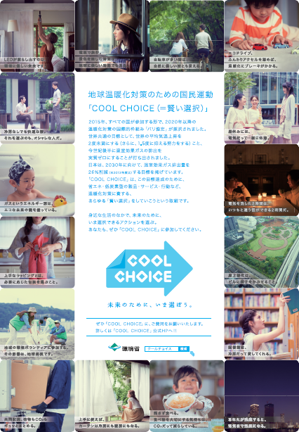 16個のCOOL CHOICEの例をイメージした写真が載っているCOOL CHOICEのポスター