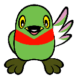 左羽を上げたかいちゃんが正面を向いて真っ直ぐ立っているイラスト