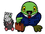 ネクタイを閉めスーツを着用したかいちゃんと履歴書を持っている就職活動中のつぶちゃんのイラスト