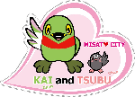 「MISATO CITY KAI Chan and TSUBU Chan」ピンク色地のハート型フレーム