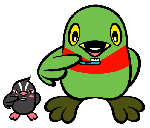 横に並んでいるかいちゃんとつぶちゃんが歯ブラシを持っているイラスト