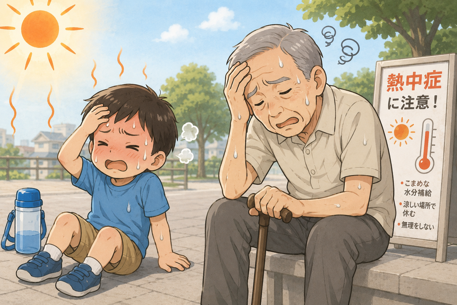 熱中症の子どもと高齢者