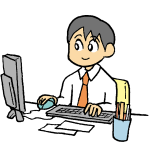 デスクワークをする男性のイラスト