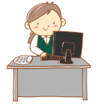 パソコンを使って仕事をしている女性のイラスト
