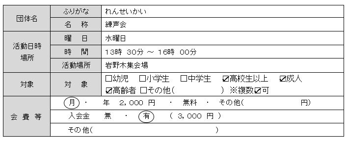 練声会基本情報一覧