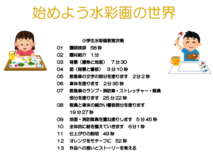 始めよう水墨画の世界 1~13まで書かれた小学生水墨画教室次第