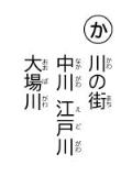 読み札 「か」川(かわ)の街(まち) 中川(なかがわ) 江戸川(えどがわ) 大場川(おおばがわ)