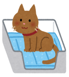 ペット用トイレの中にいる猫のイラスト