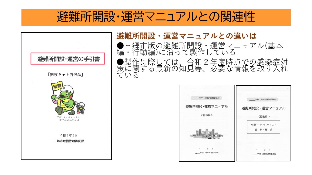 避難所開設・運営マニュアルとに関連性 避難所開設・運営マニュアルとの違いは