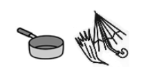 お鍋の金属製品、傘の金属製品のイラスト