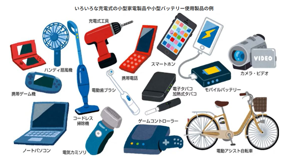 充電できる小型家電の例