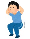スクワットする男性