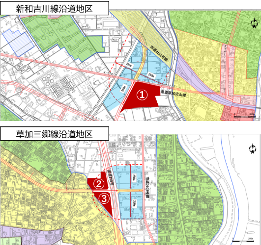 現在、事業提案が可能な地区の地図