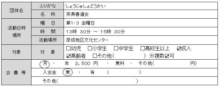 笑寿書道会 基本情報一覧