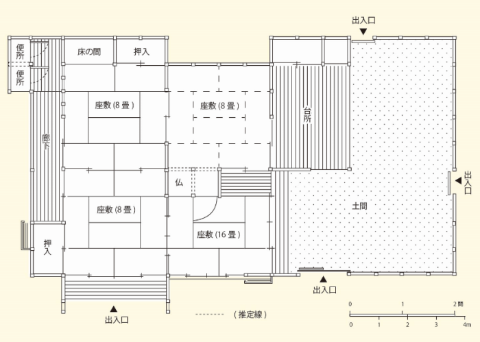 大正時代の旧早稲田村の農家の間取り図