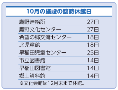 10月の臨時休館